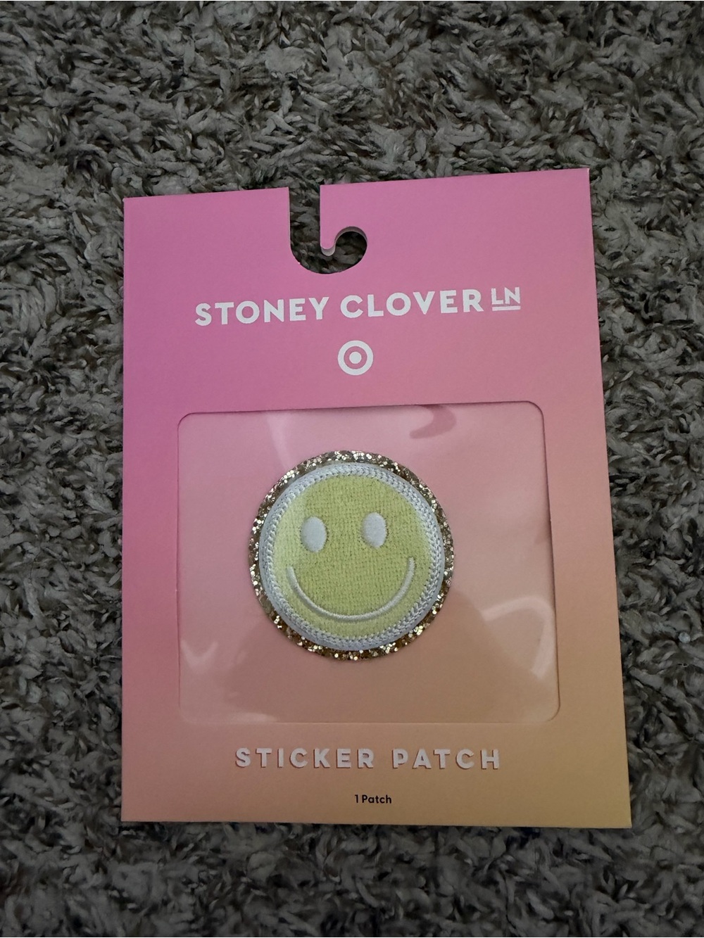 Stoney Clover Lane / Target Yellow Smiley Patch with Gold Glitter Trim